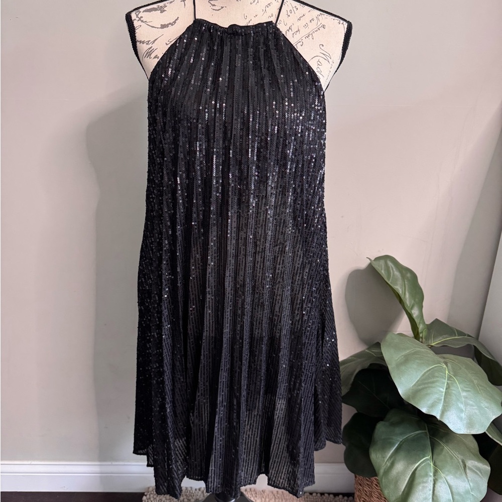 Banana Republic Black Sequin Dress Sleeveless Party Cocktail Dress Size Small